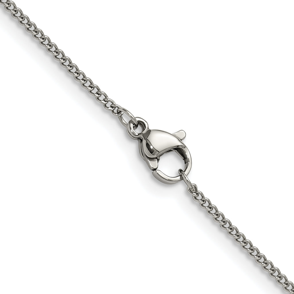 Polished Stainless Steel Curb Chain Necklace 1.5mm 18in