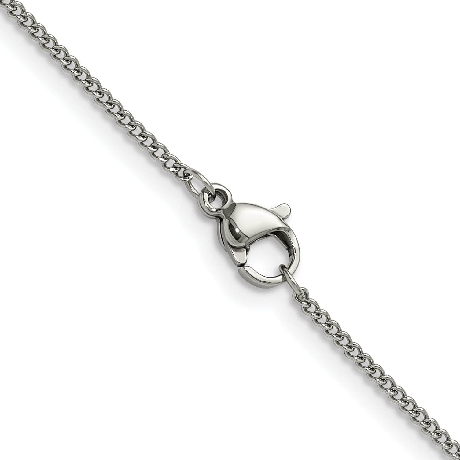 Polished Stainless Steel Curb Chain Necklace 1.5mm 18in