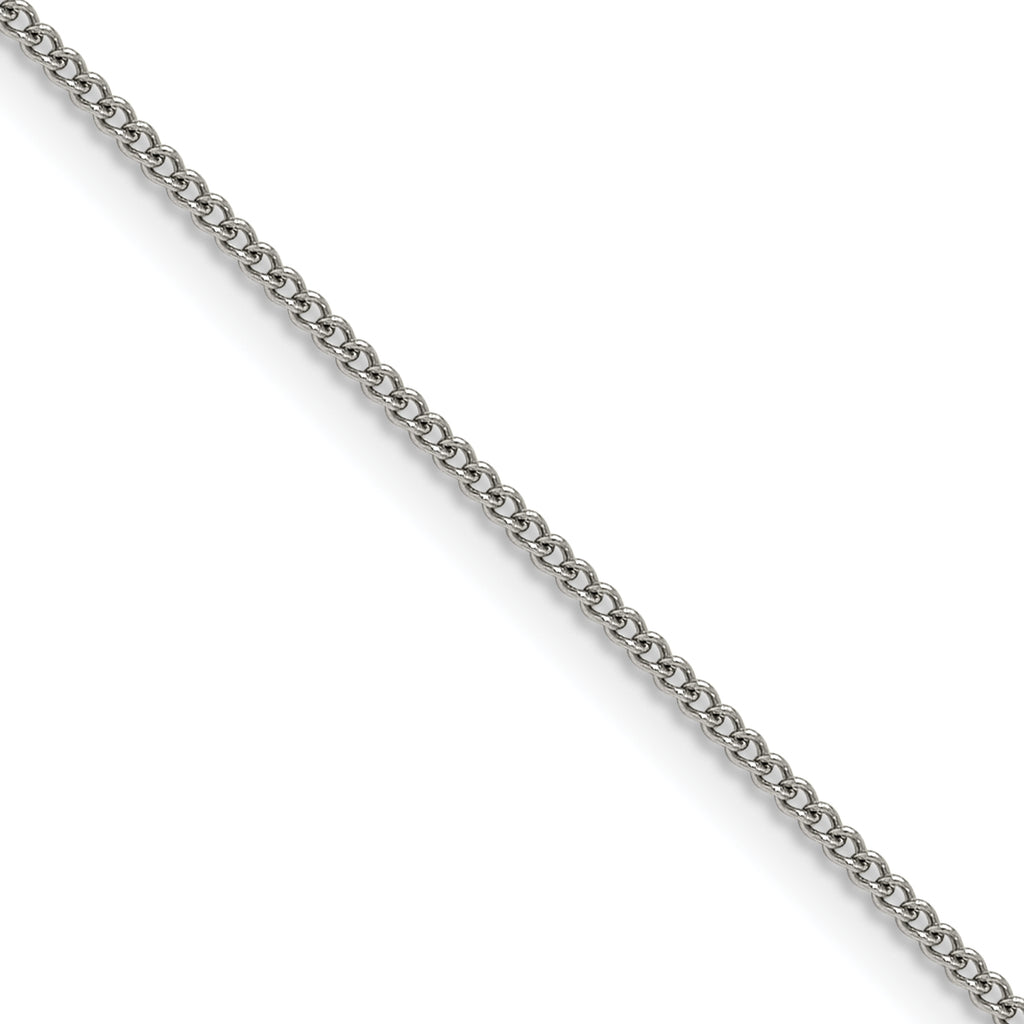 Polished Stainless Steel Curb Chain Necklace 1.5mm 18in