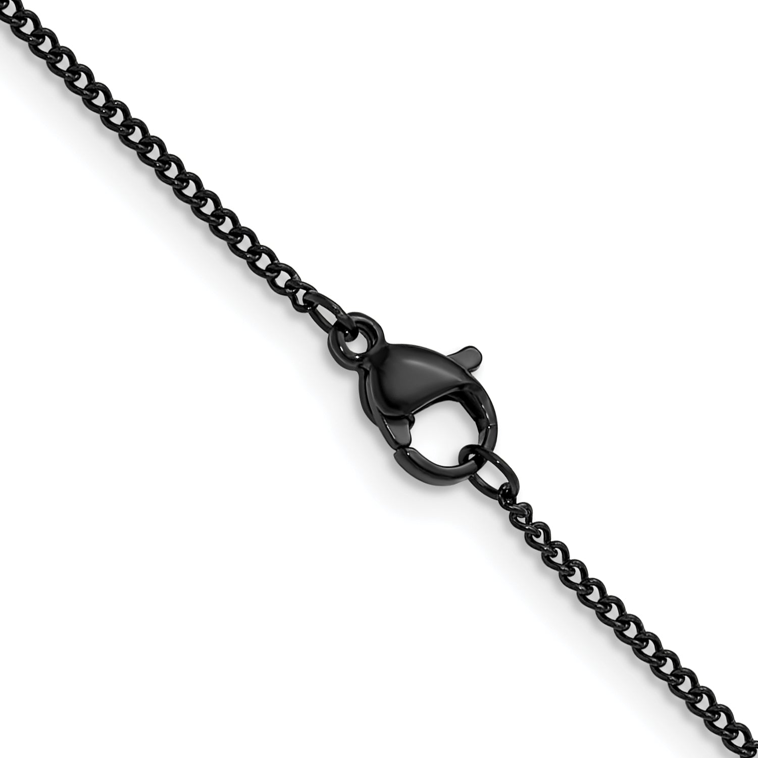 Polished Black Stainless Steel Curb Chain Necklace 1.5mm