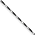 Polished Black Stainless Steel Curb Chain Necklace 1.5mm
