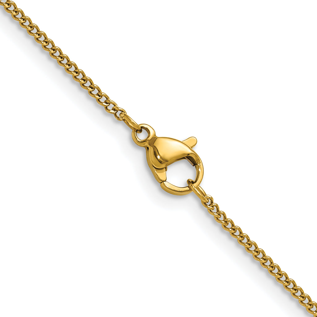 Polished Gold-Tone Stainless Steel Curb Chain Necklace 1.5mm