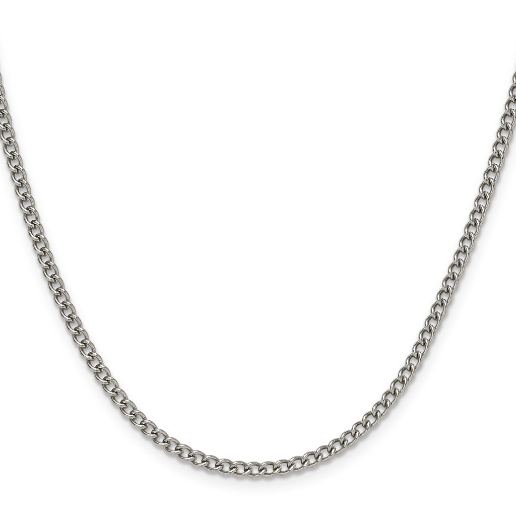 Polished Stainless Steel Curb Chain Necklace 3mm