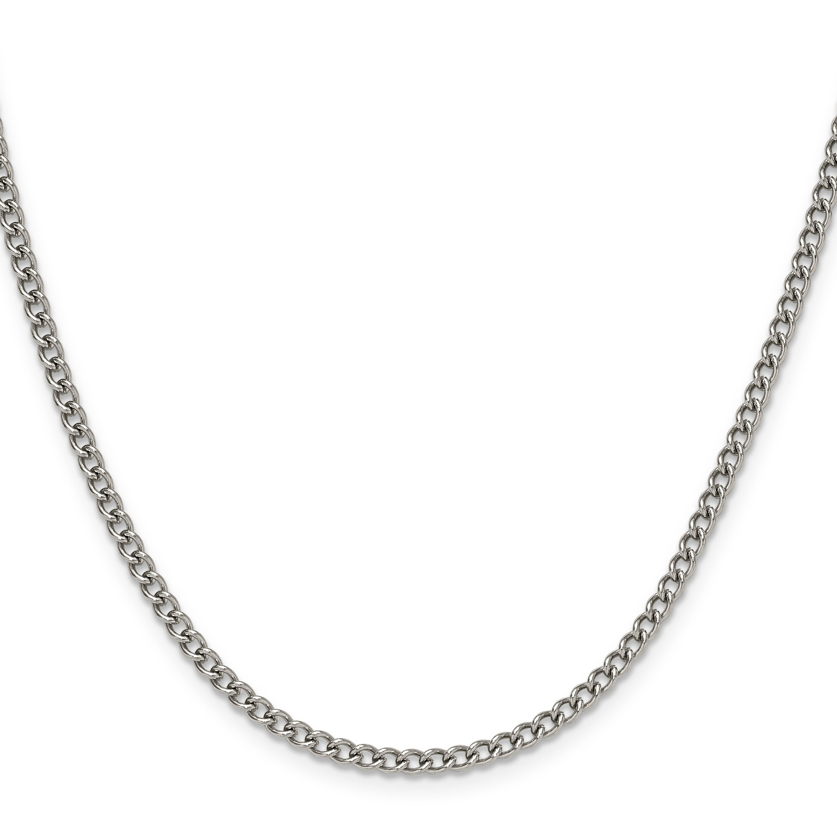 Polished Stainless Steel Curb Chain Necklace 3mm