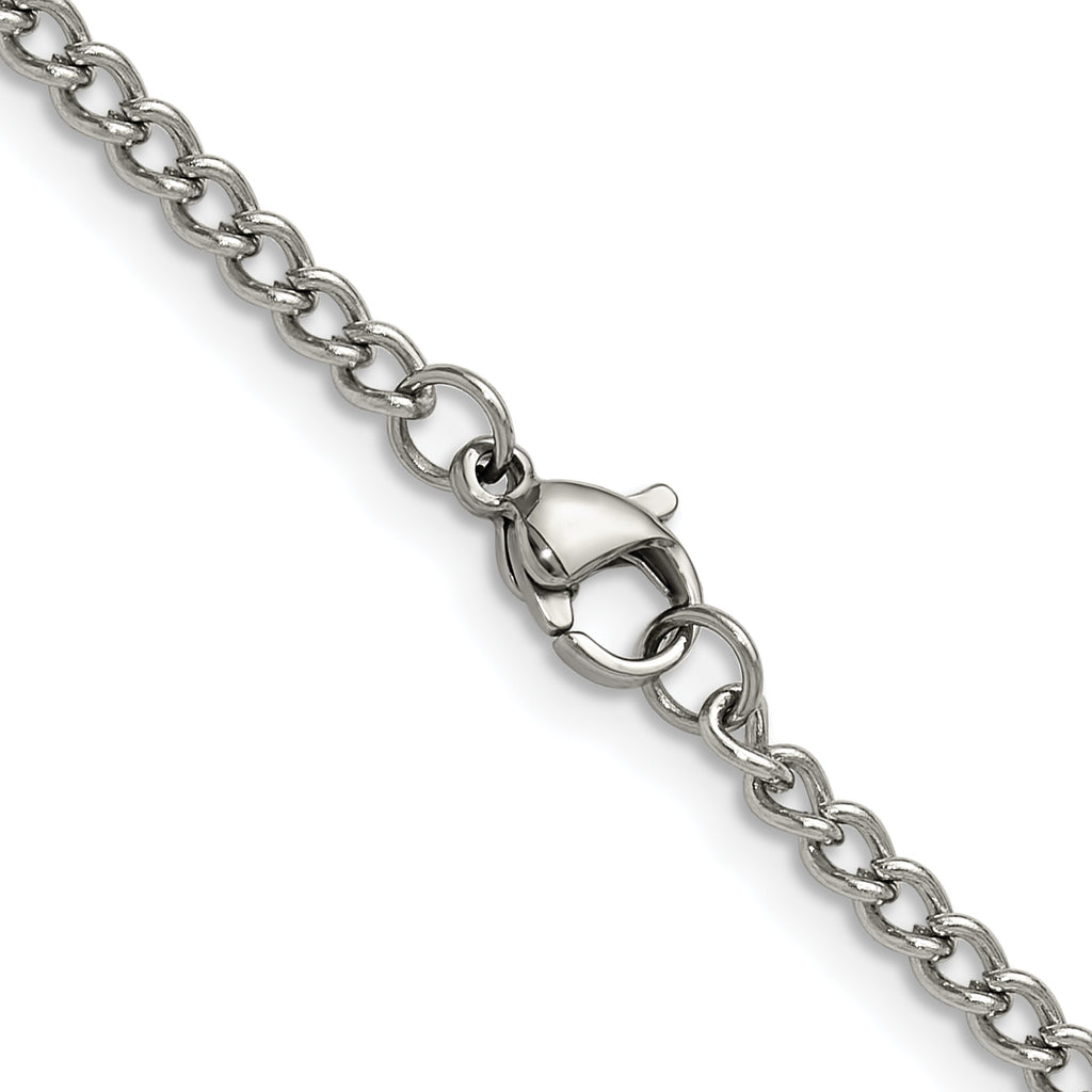 Polished Stainless Steel Curb Chain Necklace 3mm