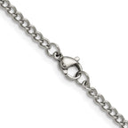 Polished Stainless Steel Curb Chain Necklace 3mm