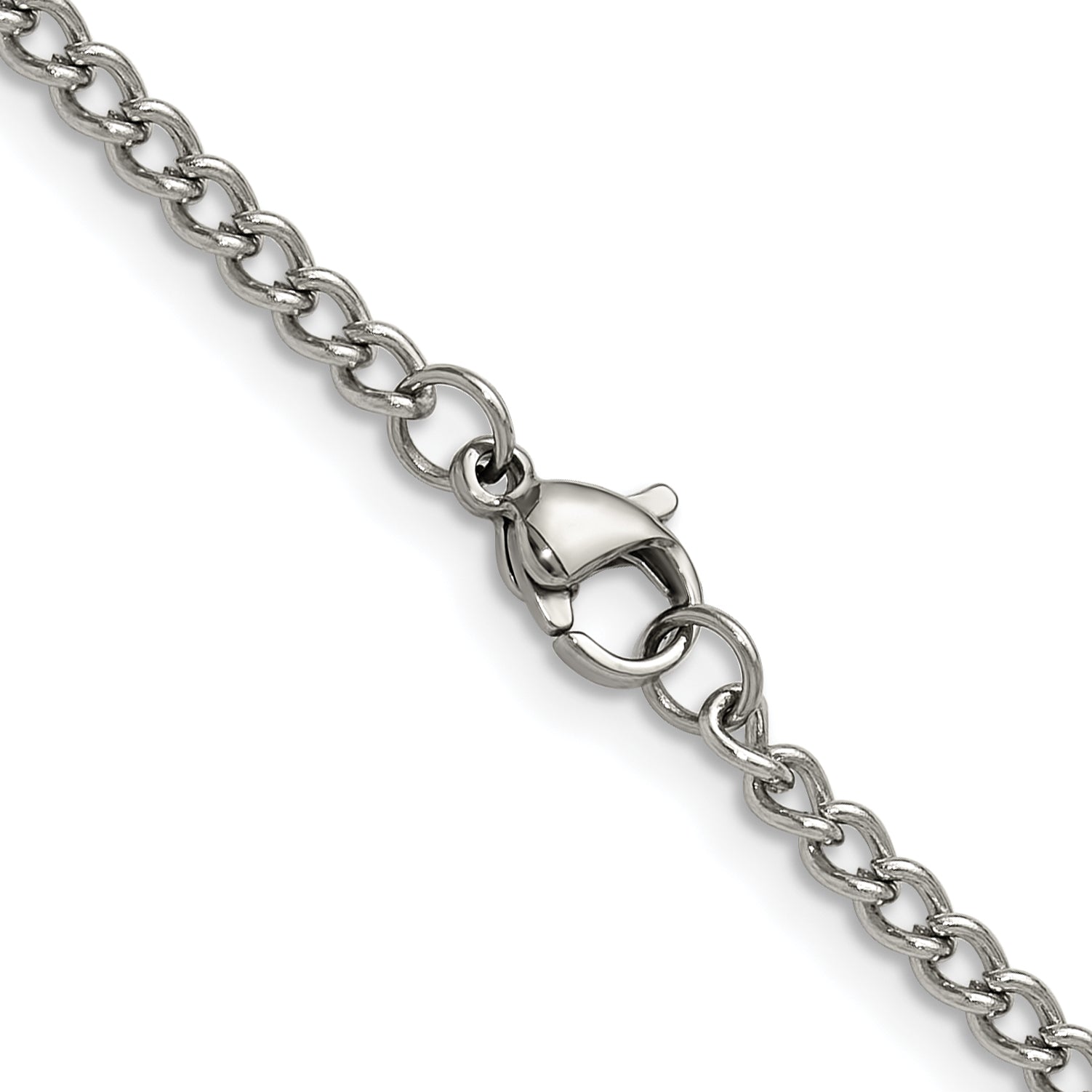 Polished Stainless Steel Curb Chain Necklace 3mm