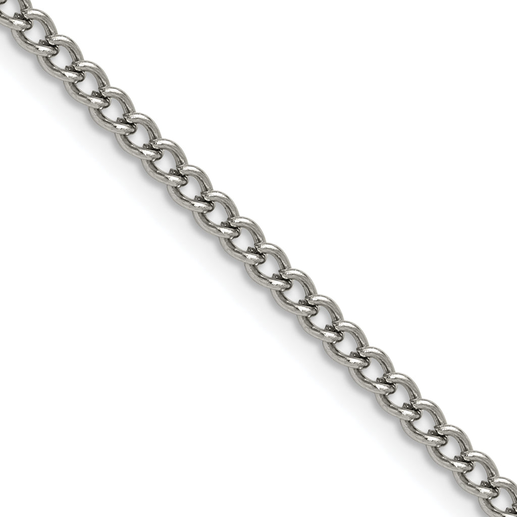 Polished Stainless Steel Curb Chain Necklace 3mm
