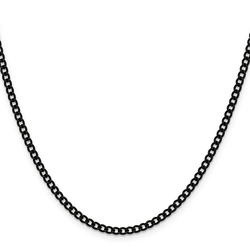 Polished Black Stainless Steel Curb Chain Necklace 3mm