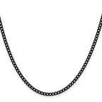 Polished Black Stainless Steel Curb Chain Necklace 3mm