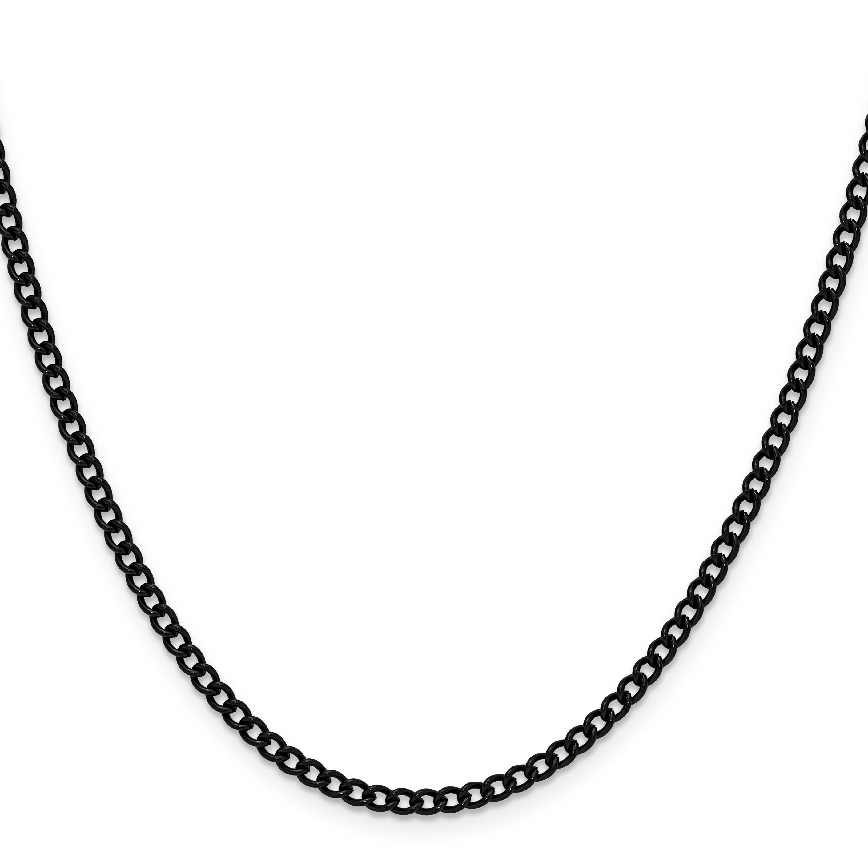 Polished Black Stainless Steel Curb Chain Necklace 3mm