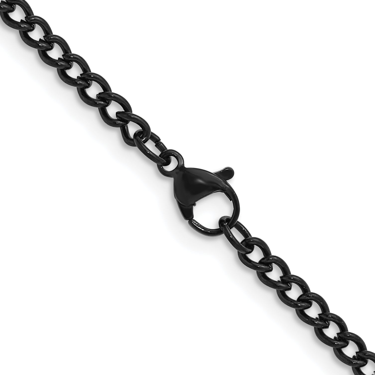 Polished Black Stainless Steel Curb Chain Necklace 3mm