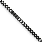 Polished Black Stainless Steel Curb Chain Necklace 3mm