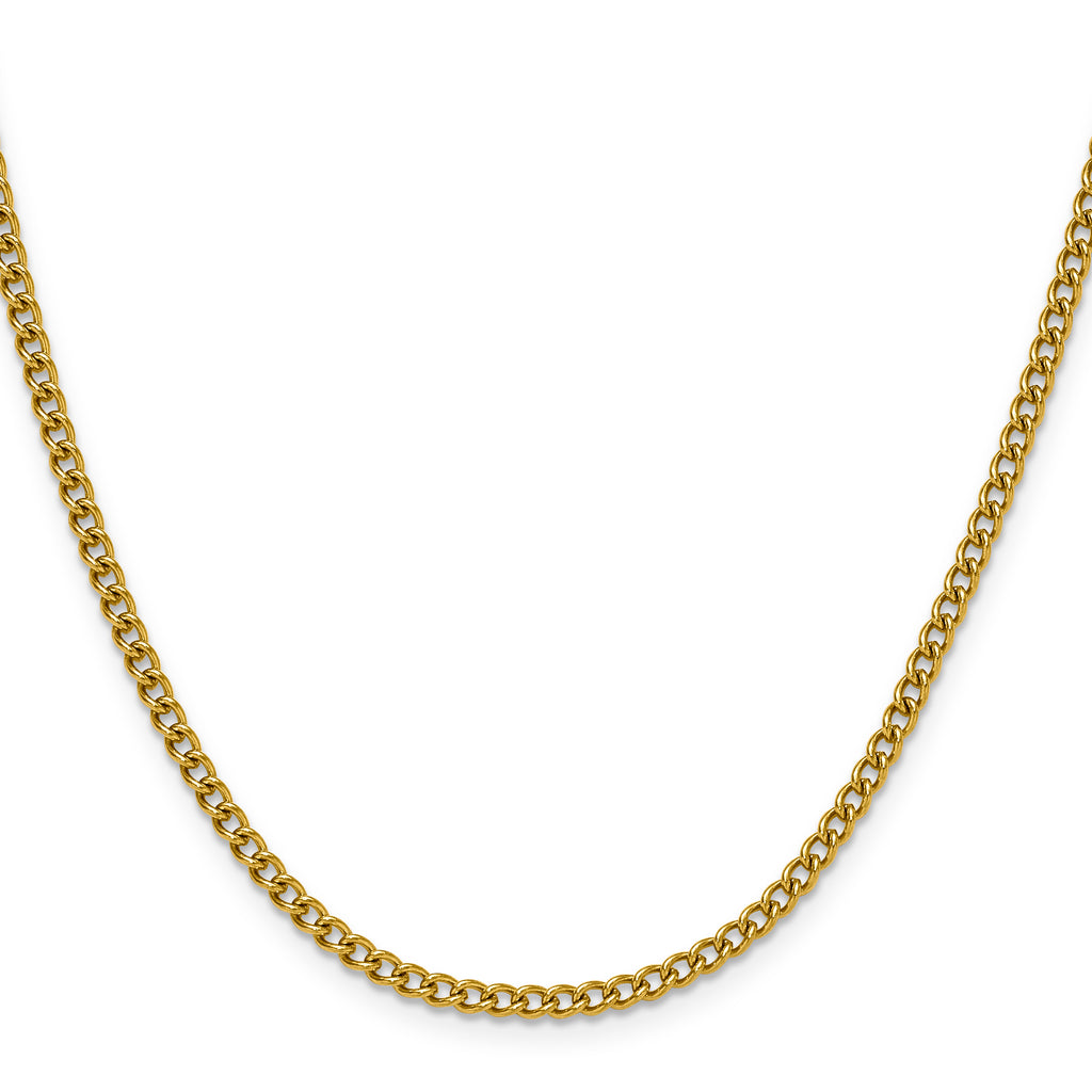Polished Gold-Tone Stainless Steel Curb Chain Necklace 3mm