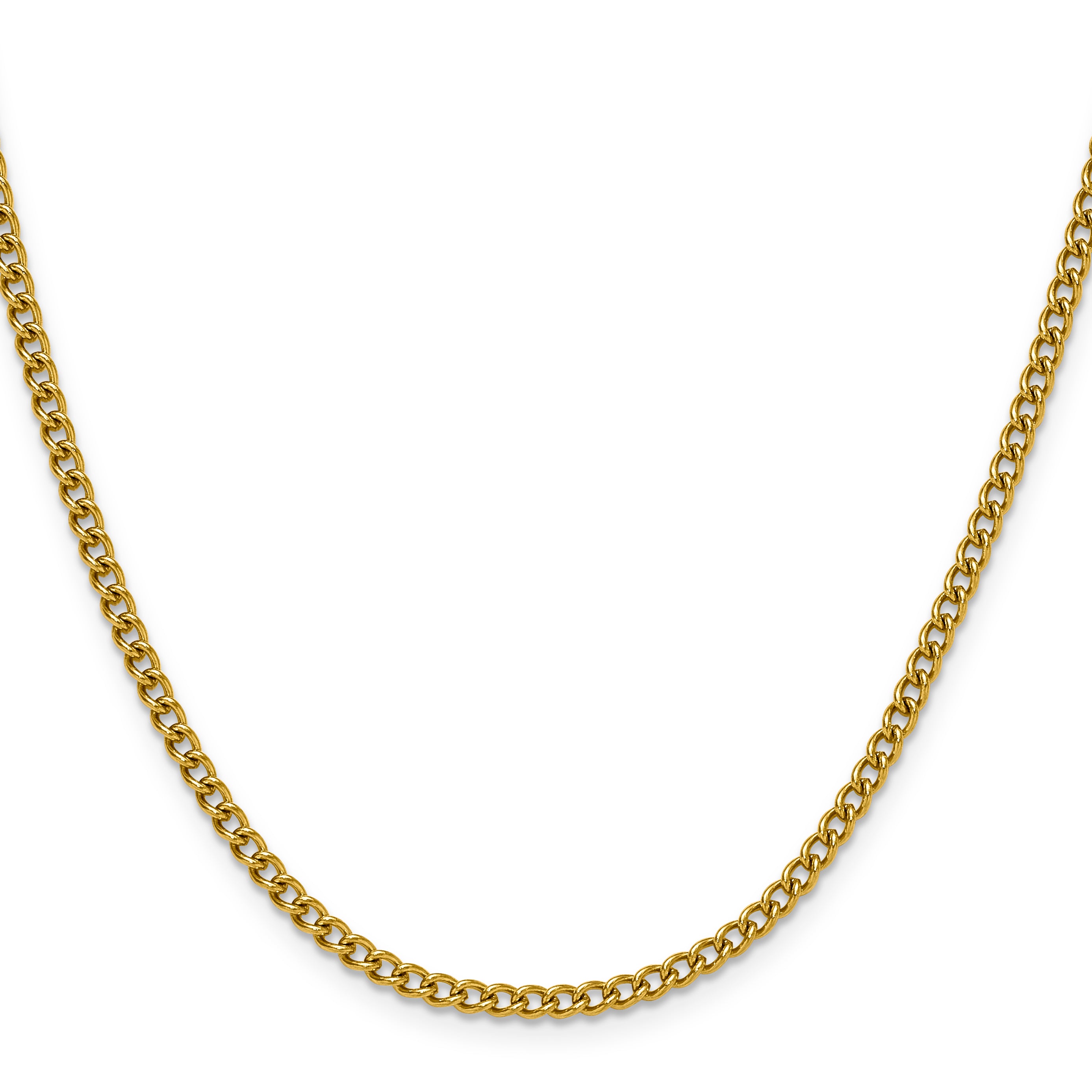 Polished Gold-Tone Stainless Steel Curb Chain Necklace 3mm