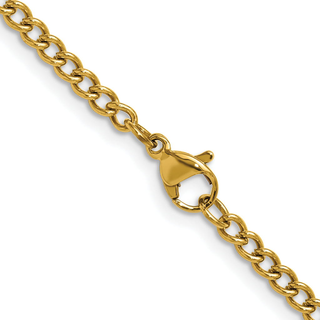 Polished Gold-Tone Stainless Steel Curb Chain Necklace 3mm