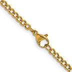 Polished Gold-Tone Stainless Steel Curb Chain Necklace 3mm