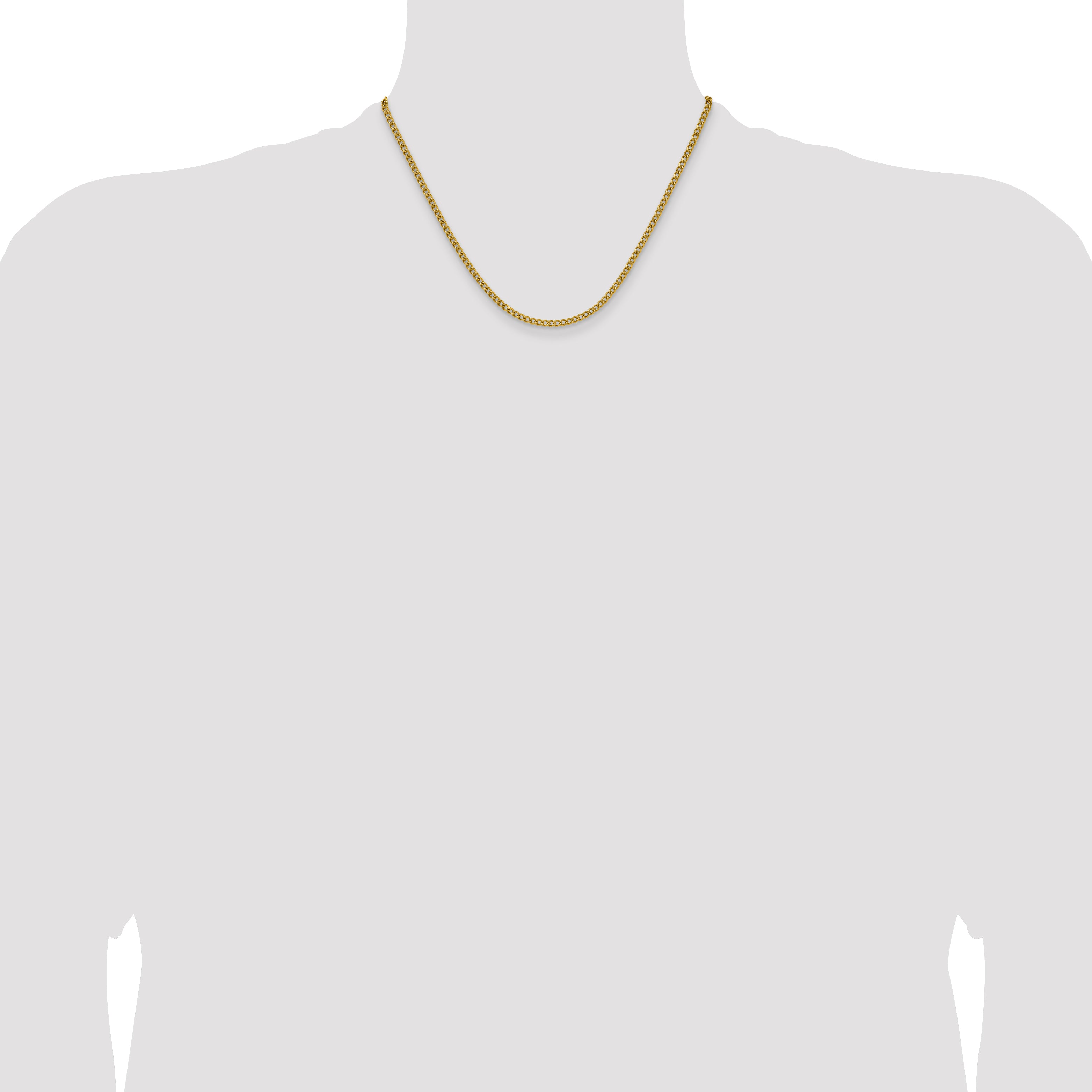 Polished Gold-Tone Stainless Steel Curb Chain Necklace 3mm