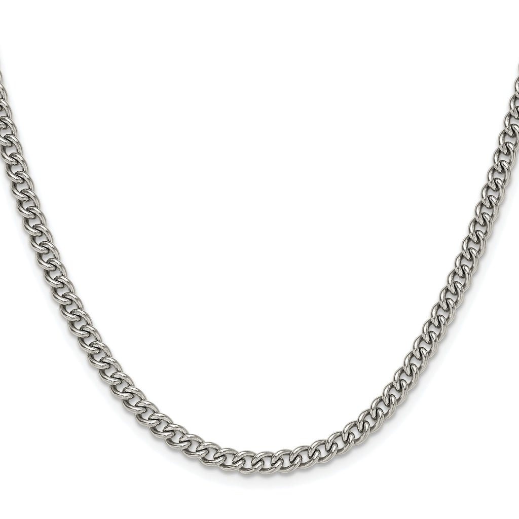 Polished Stainless Steel Curb Chain Necklace 4.5mm