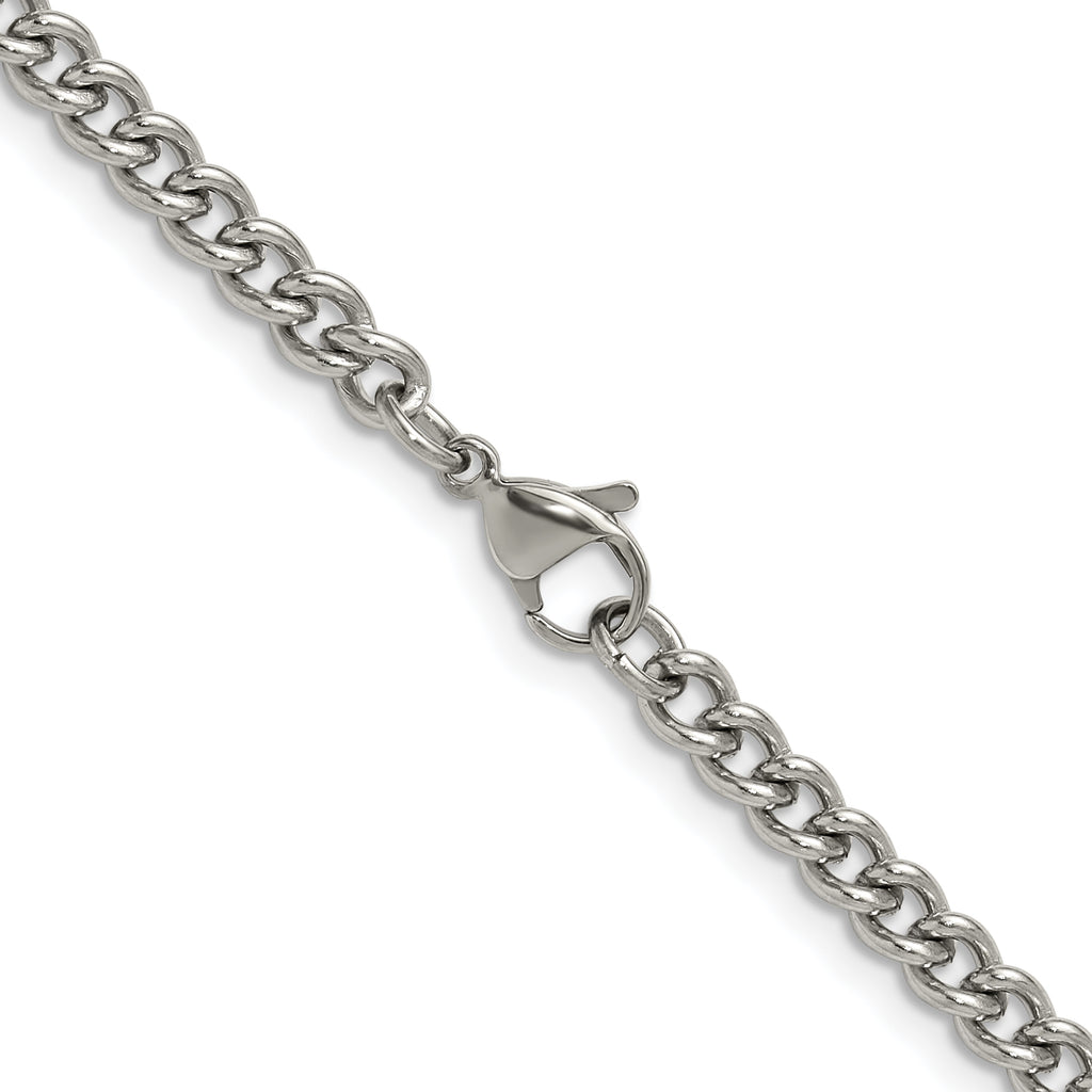 Polished Stainless Steel Curb Chain Necklace 4.5mm