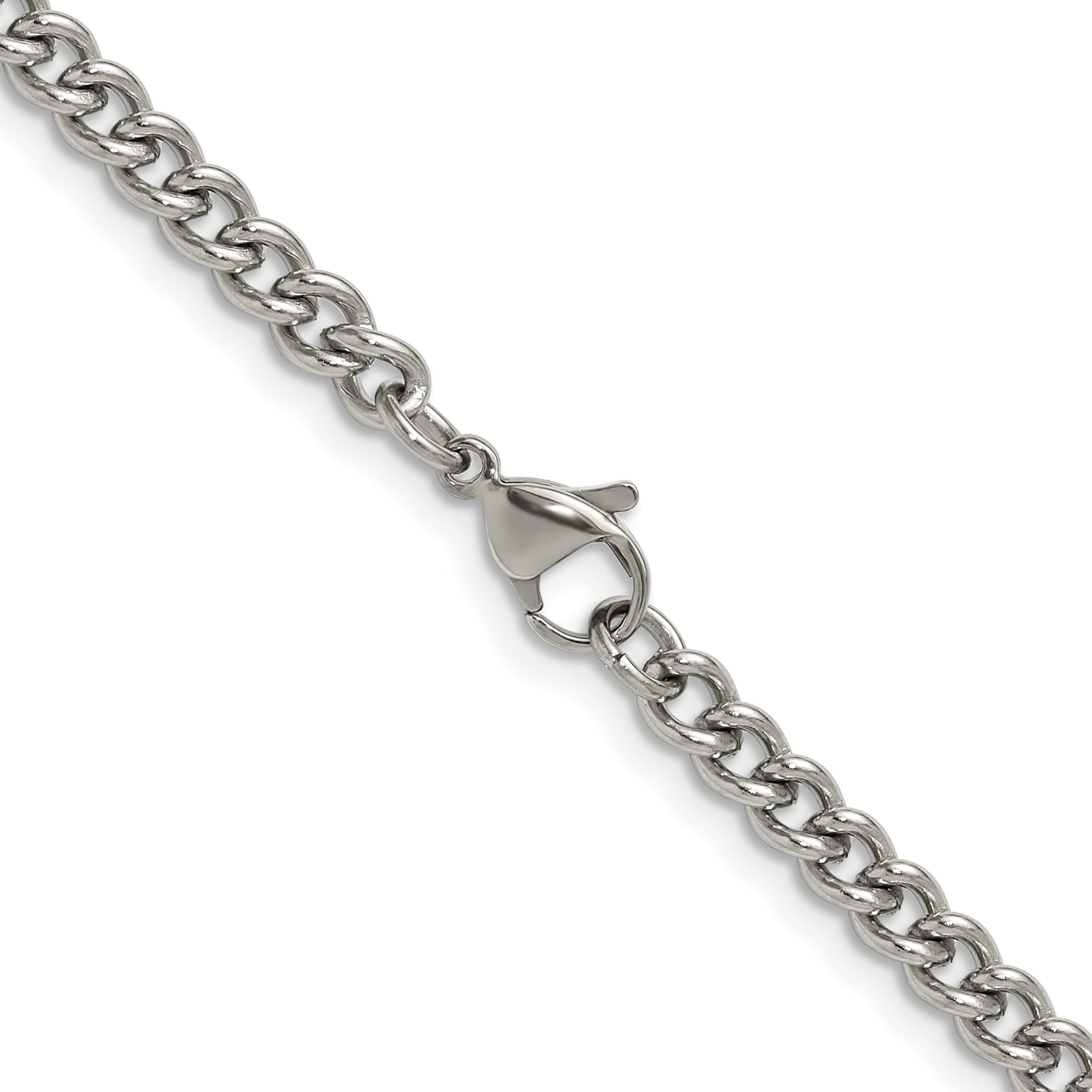 Polished Stainless Steel Curb Chain Necklace 4.5mm