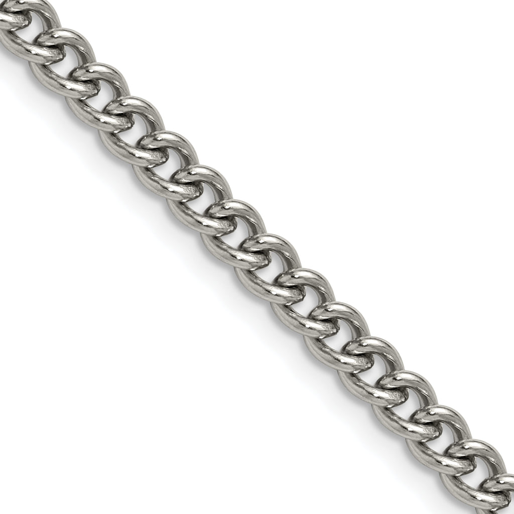 Polished Stainless Steel Curb Chain Necklace 4.5mm