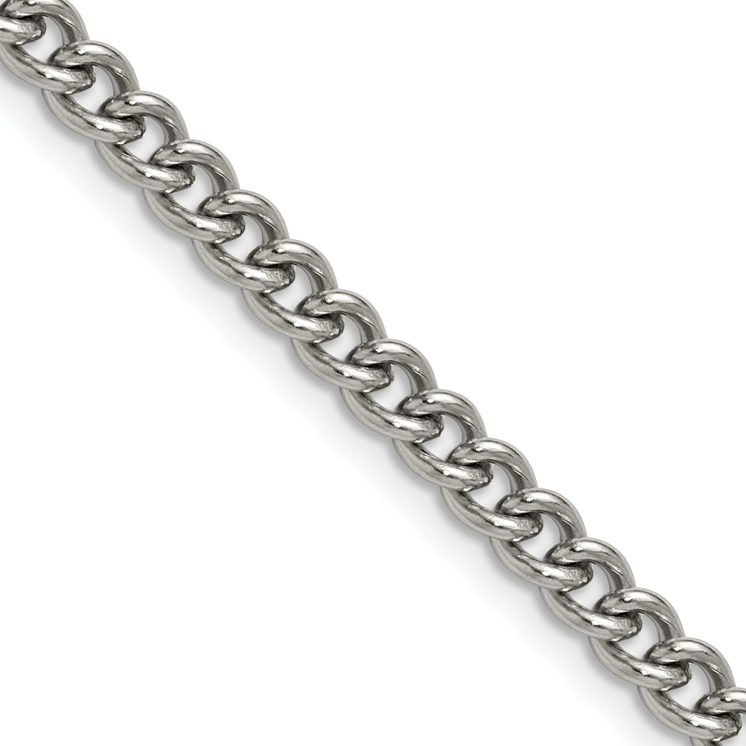 Polished Stainless Steel Curb Chain Necklace 4.5mm