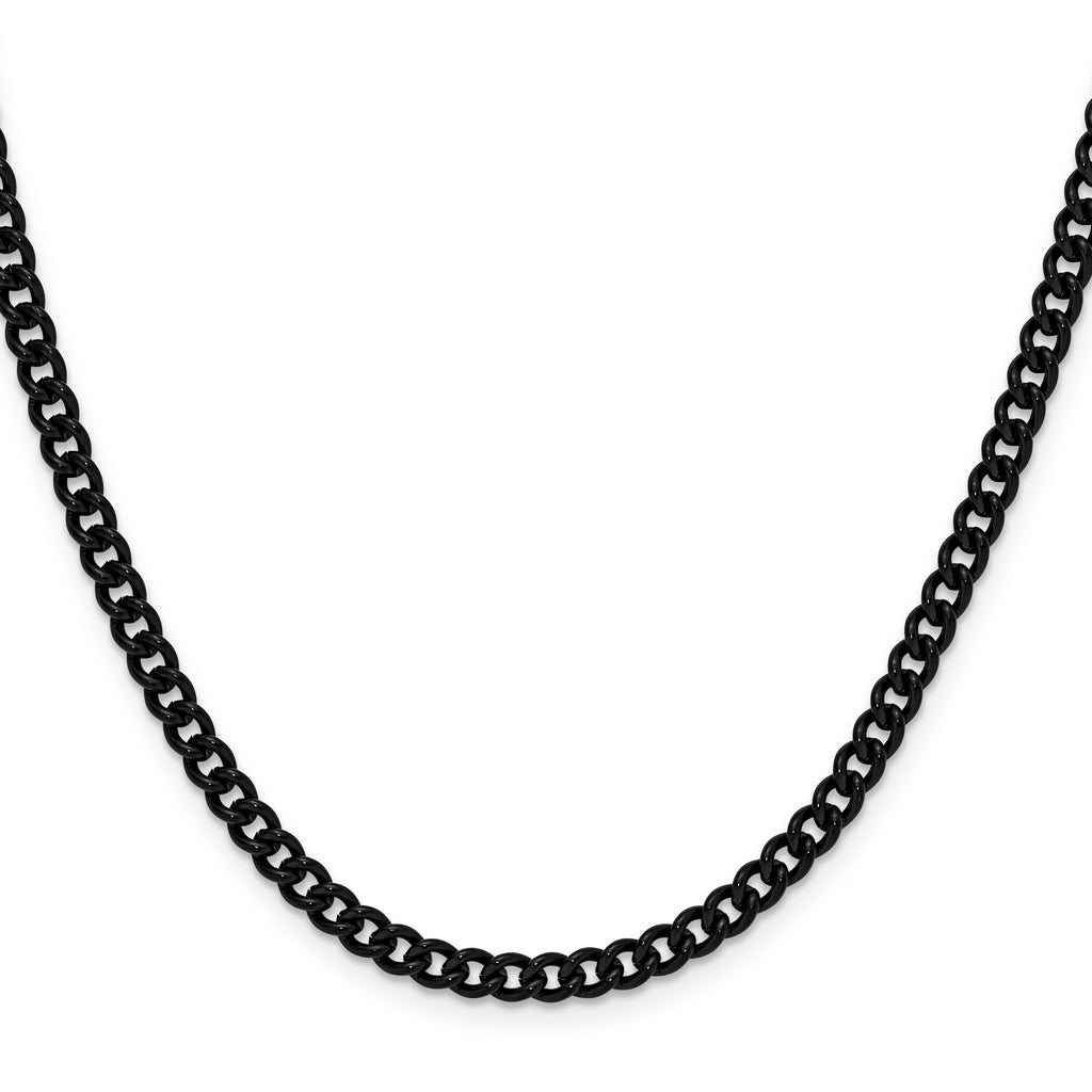 Polished Black Stainless Steel Curb Chain Necklace 4.5mm