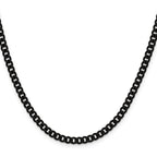 Polished Black Stainless Steel Curb Chain Necklace 4.5mm