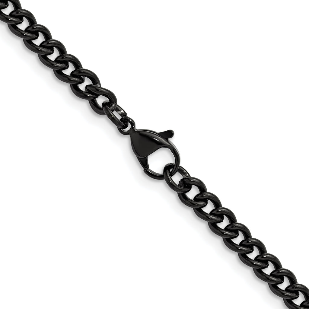 Polished Black Stainless Steel Curb Chain Necklace 4.5mm