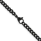 Polished Black Stainless Steel Curb Chain Necklace 4.5mm