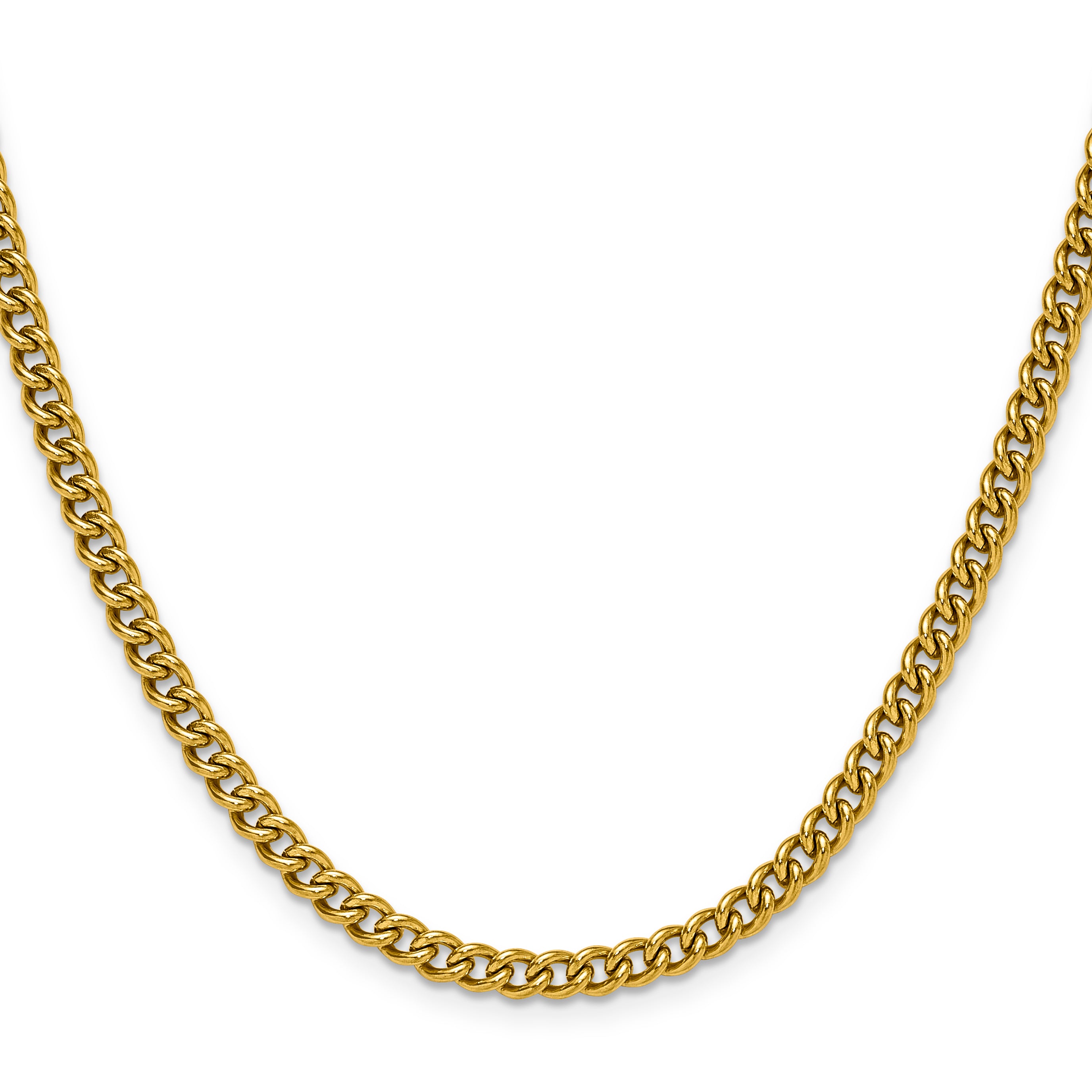 Polished Gold-Tone Stainless Steel Curb Chain Necklace 4.5mm
