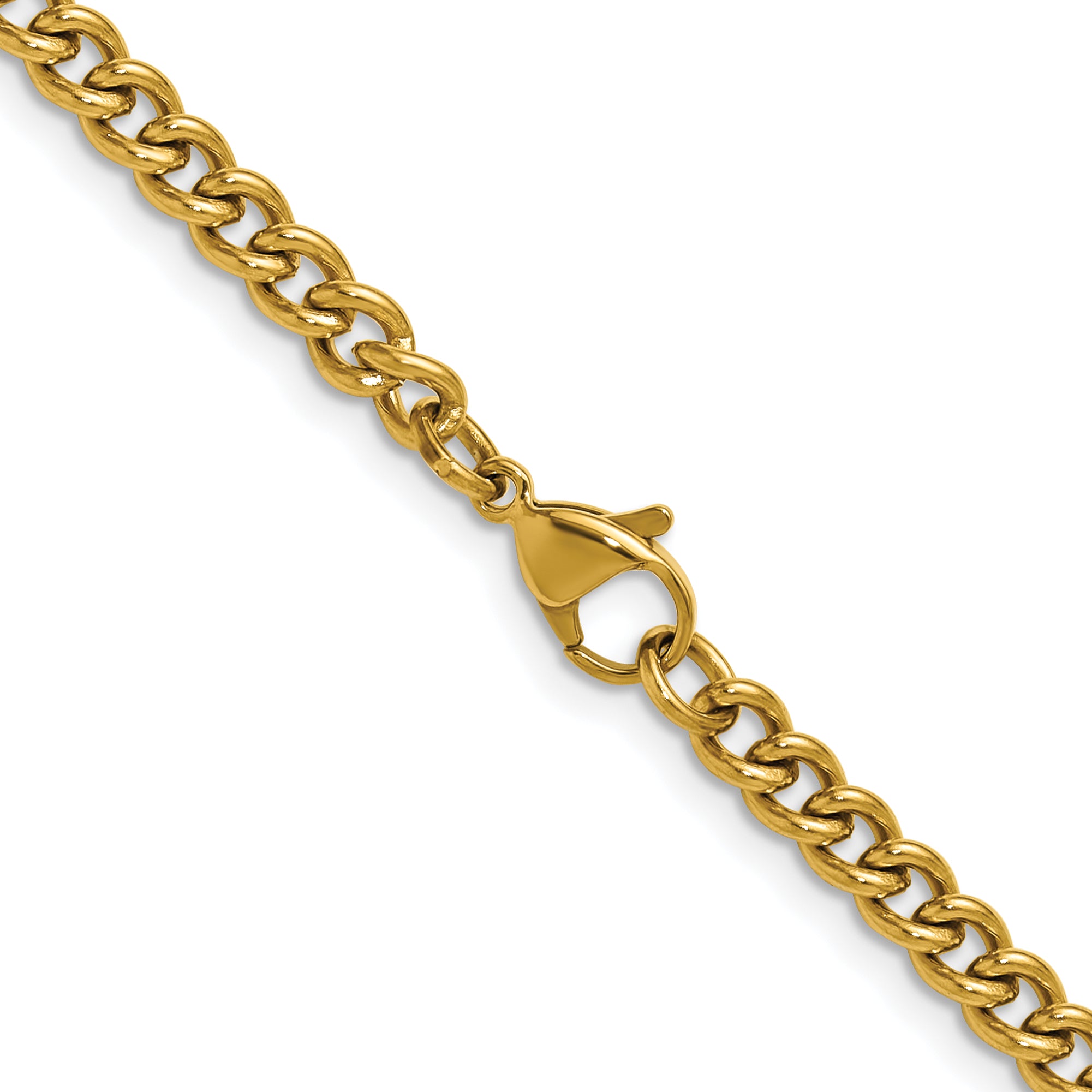 Polished Gold-Tone Stainless Steel Curb Chain Necklace 4.5mm