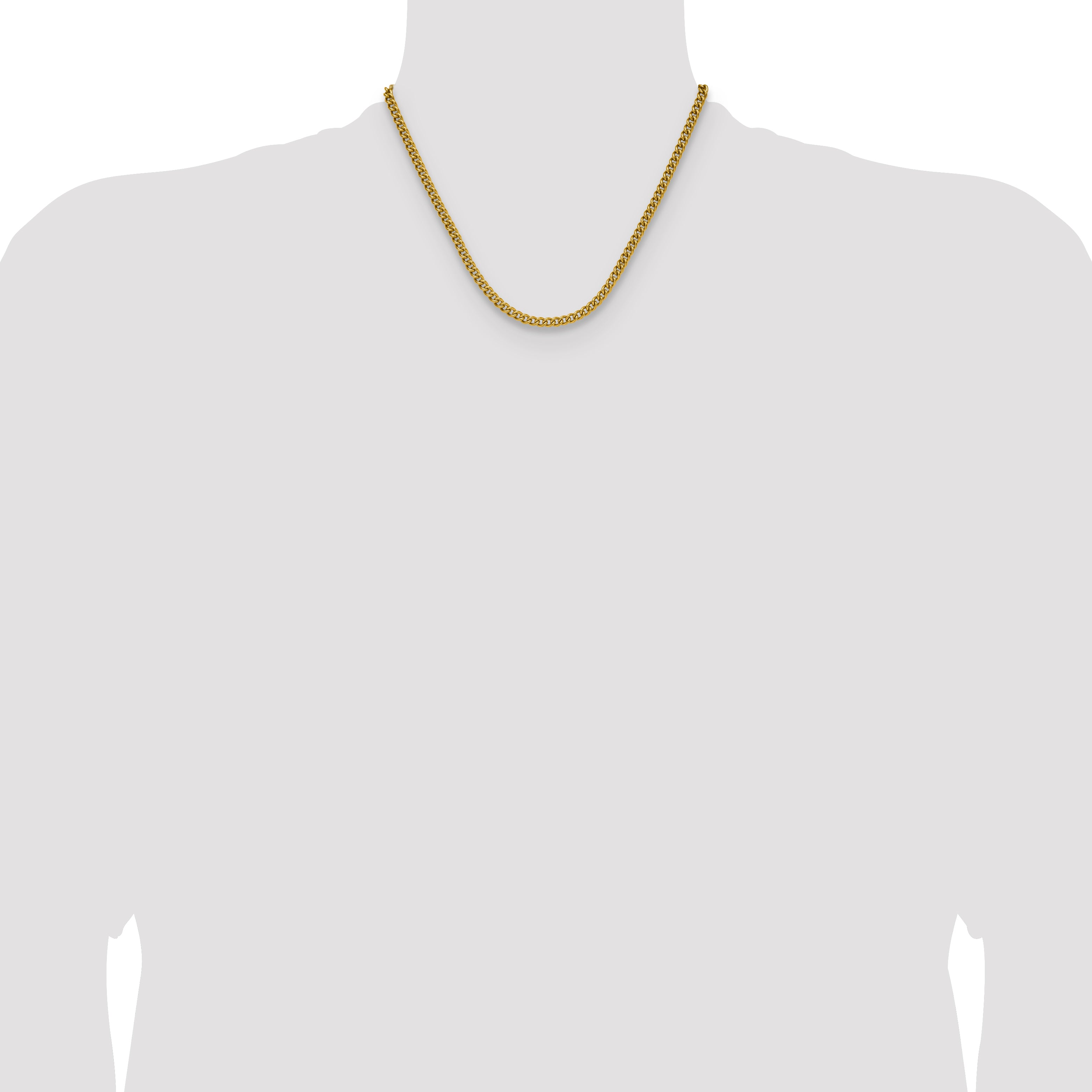 Polished Gold-Tone Stainless Steel Curb Chain Necklace 4.5mm
