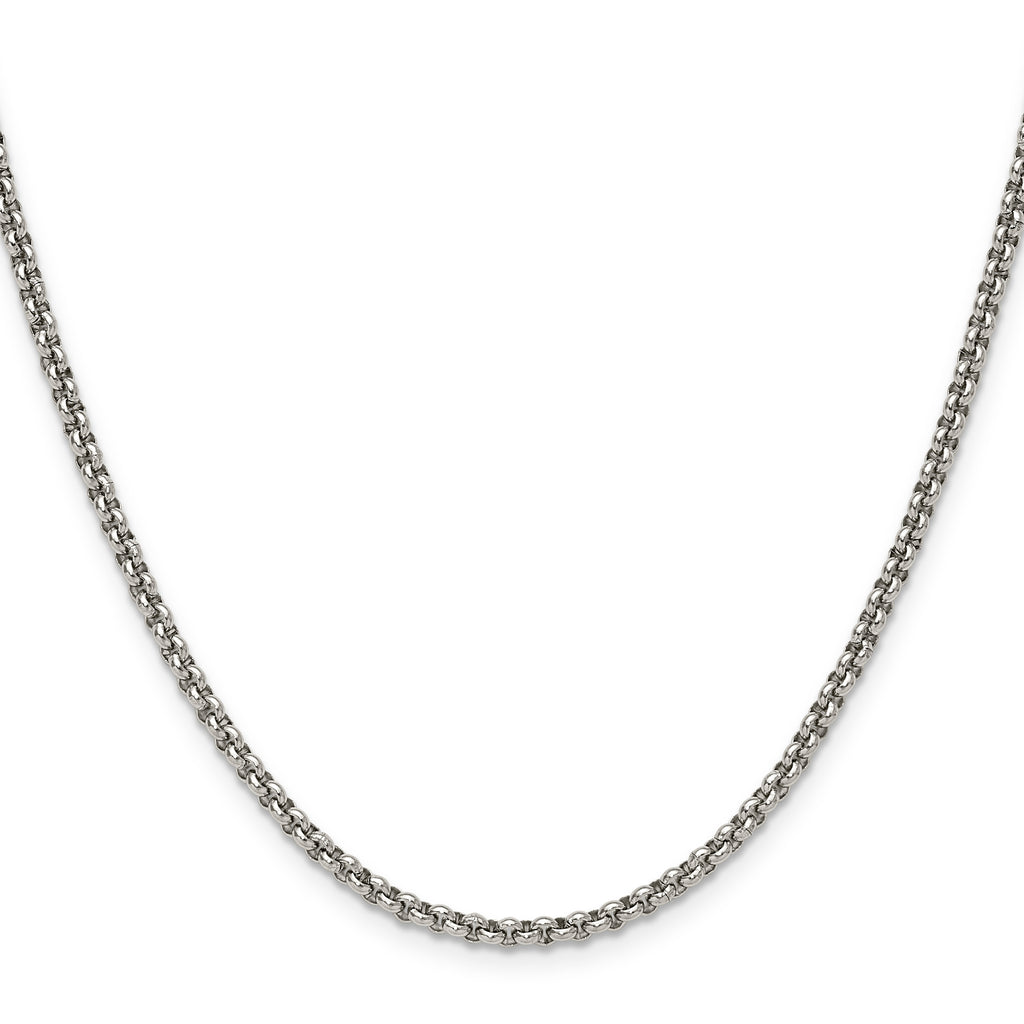 Polished Stainless Steel Rolo Chain Necklace 3mm