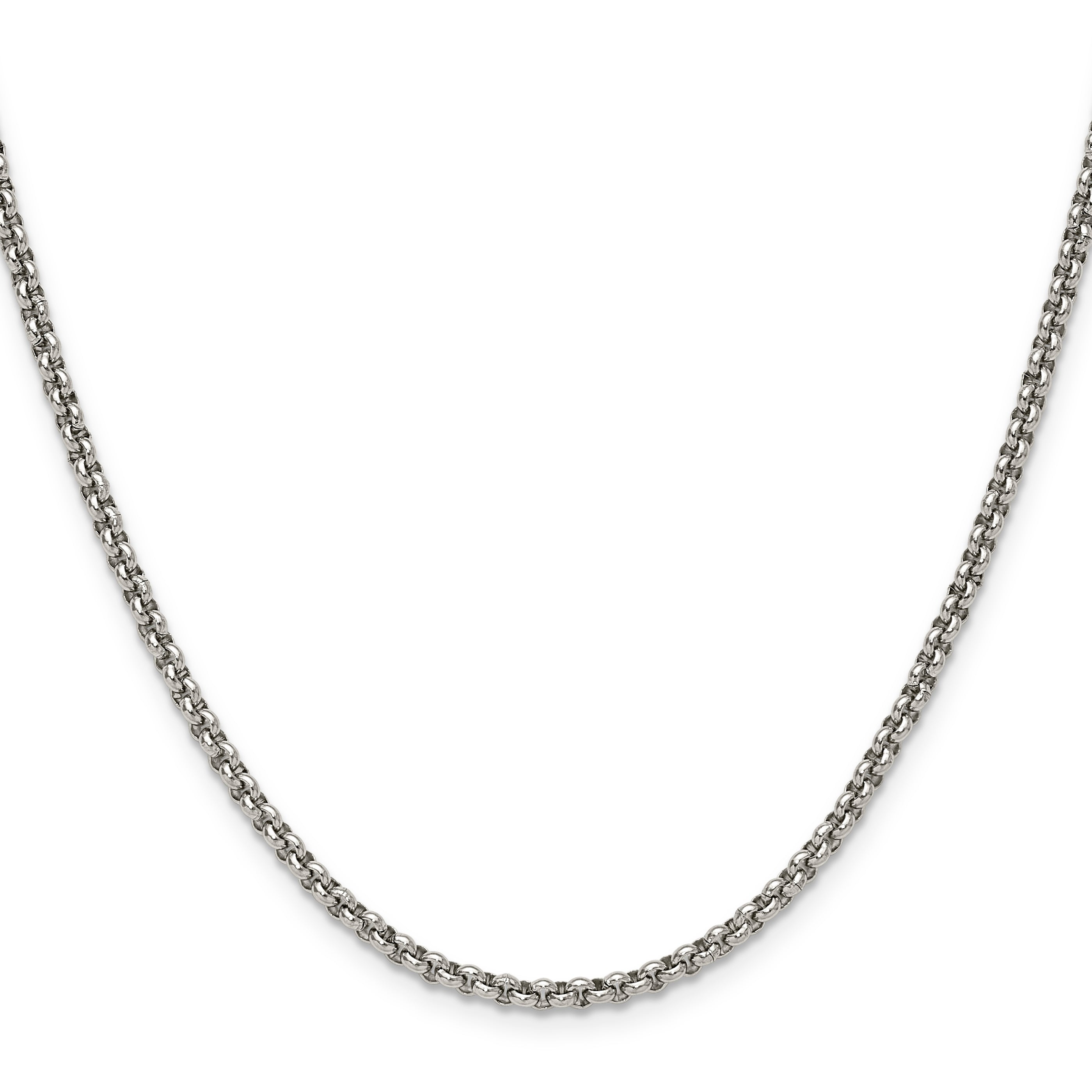 Polished Stainless Steel Rolo Chain Necklace 3mm