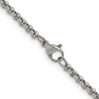 Polished Stainless Steel Rolo Chain Necklace 3mm