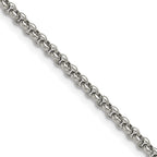 Polished Stainless Steel Rolo Chain Necklace 3mm