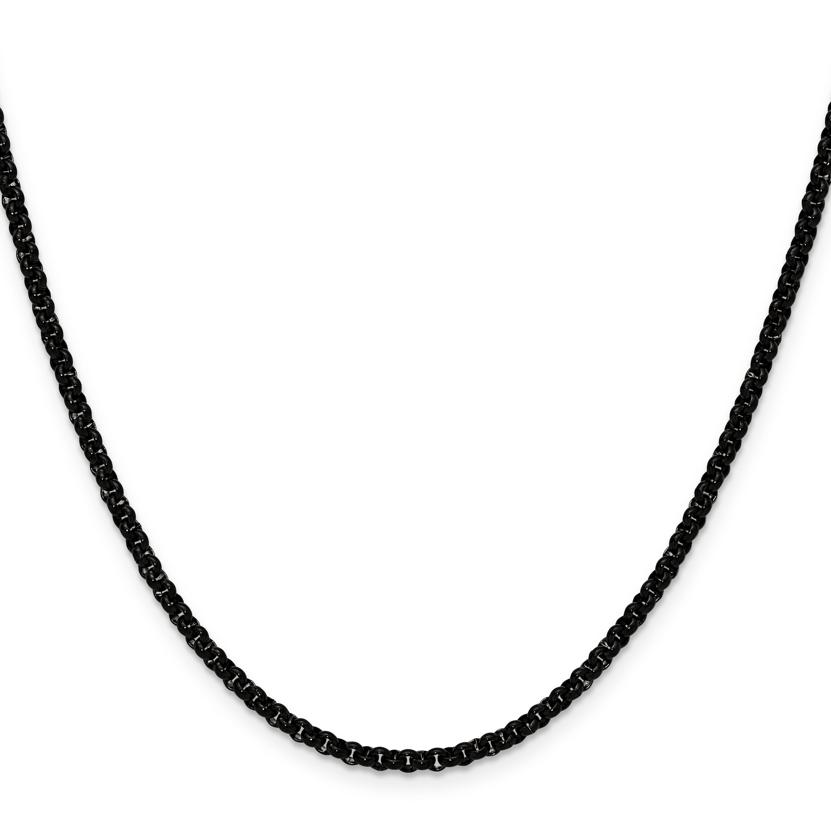 Polished Black Stainless Steel Rolo Chain Necklace 3mm Secondary image