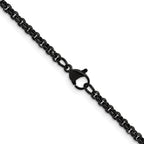 Polished Black Stainless Steel Rolo Chain Necklace 3mm