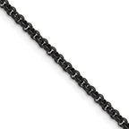 Polished Black Stainless Steel Rolo Chain Necklace 3mm