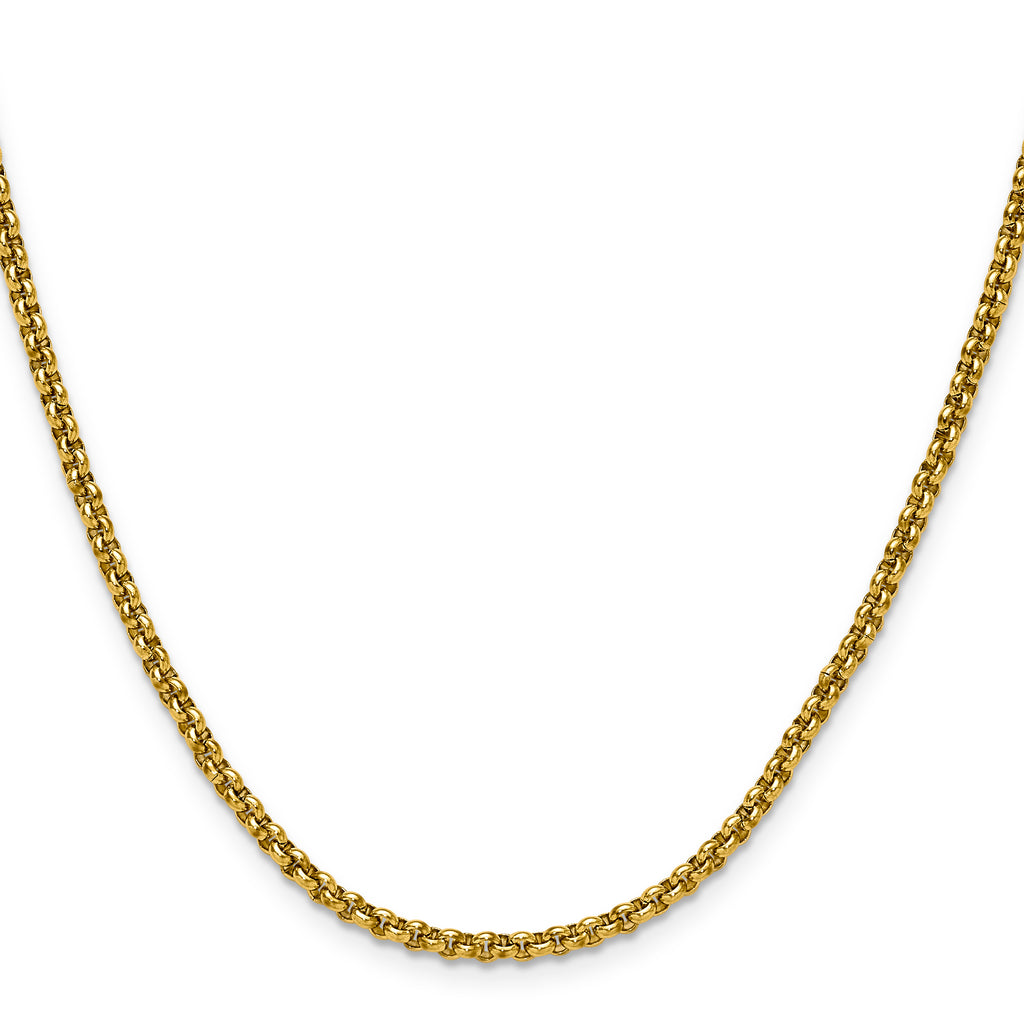 Polished Gold-Tone Stainless Steel Rolo Chain Necklace 3mm