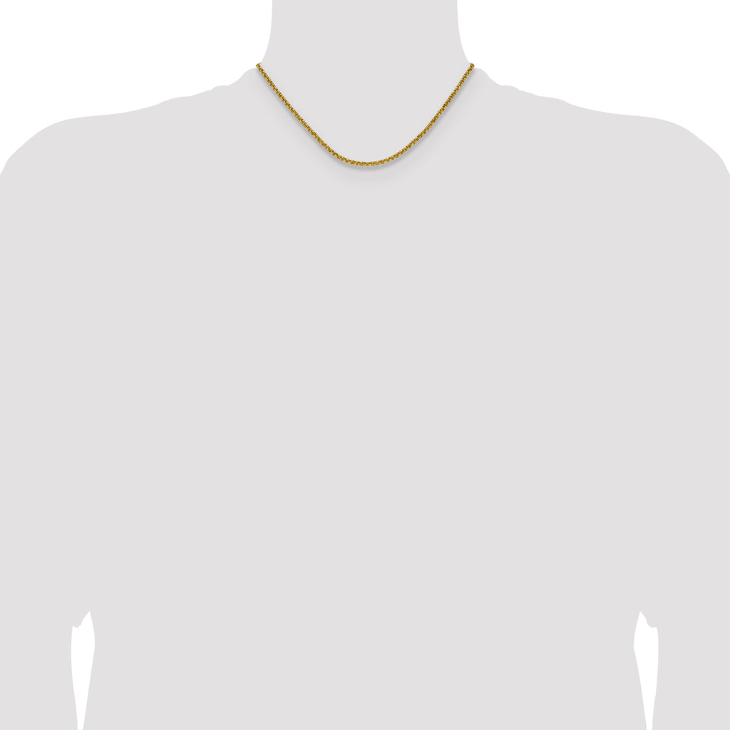 Polished Gold-Tone Stainless Steel Rolo Chain Necklace 3mm