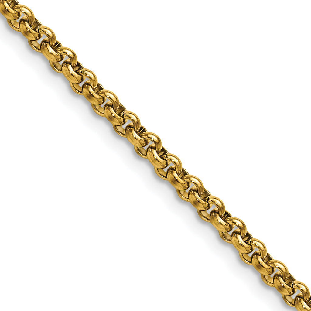 Polished Gold-Tone Stainless Steel Rolo Chain Necklace 3mm