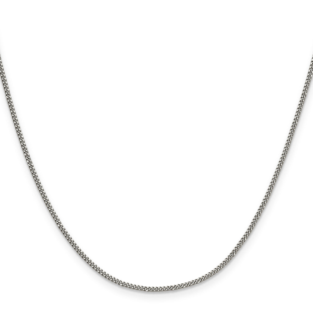 Polished Stainless Steel Curb Chain Necklace 1.5mm 18in