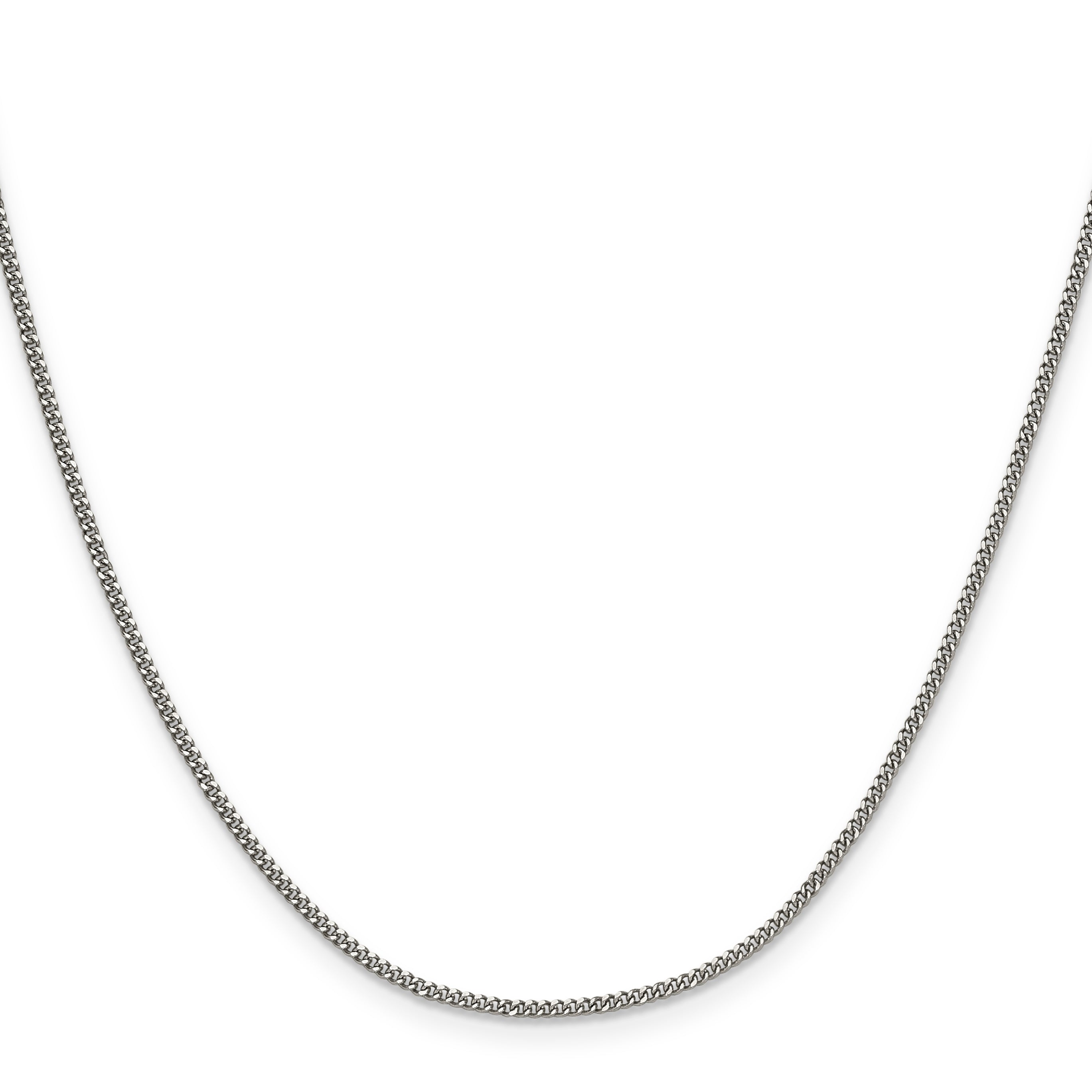 Polished Stainless Steel Curb Chain Necklace 1.5mm 18in