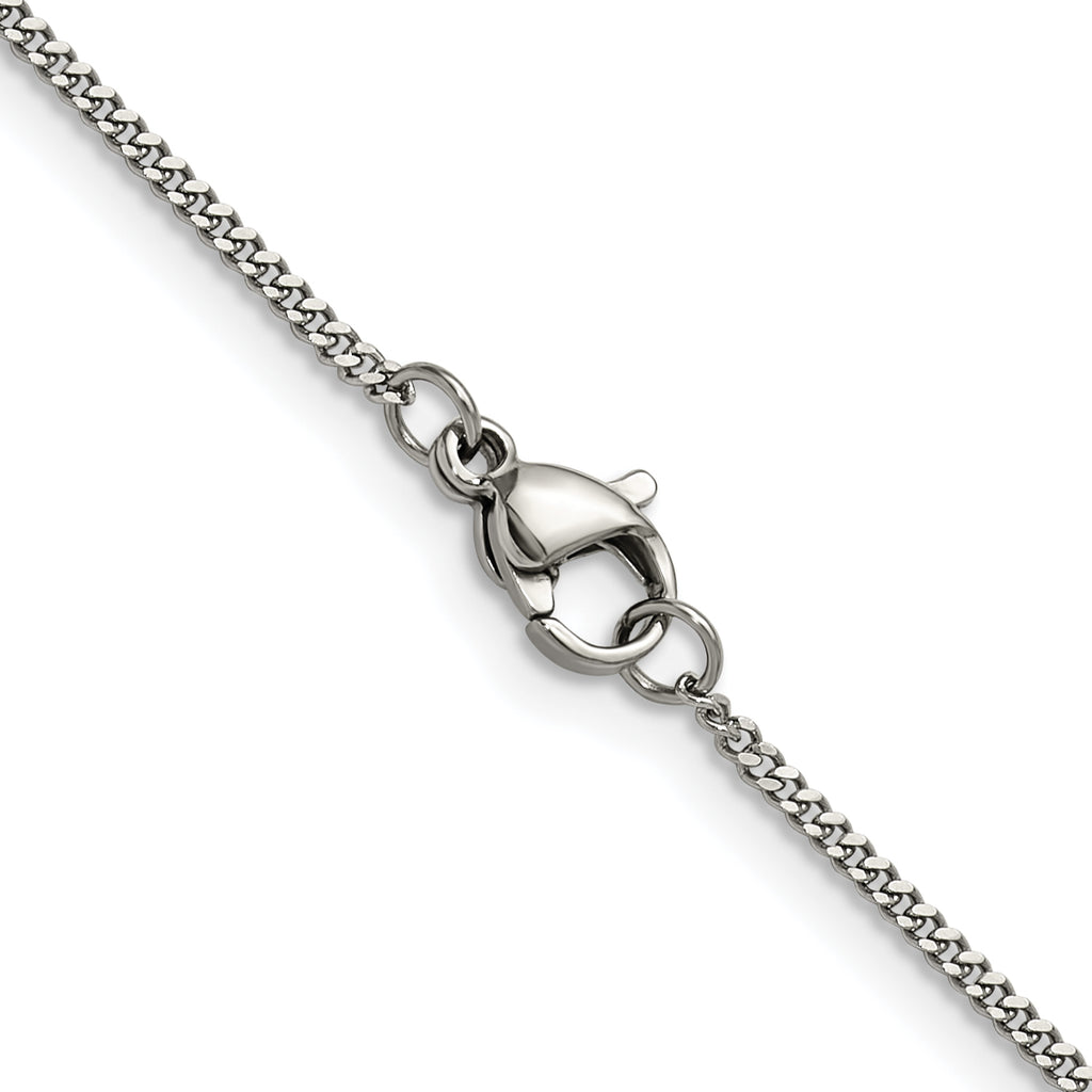Polished Stainless Steel Curb Chain Necklace 1.5mm 18in