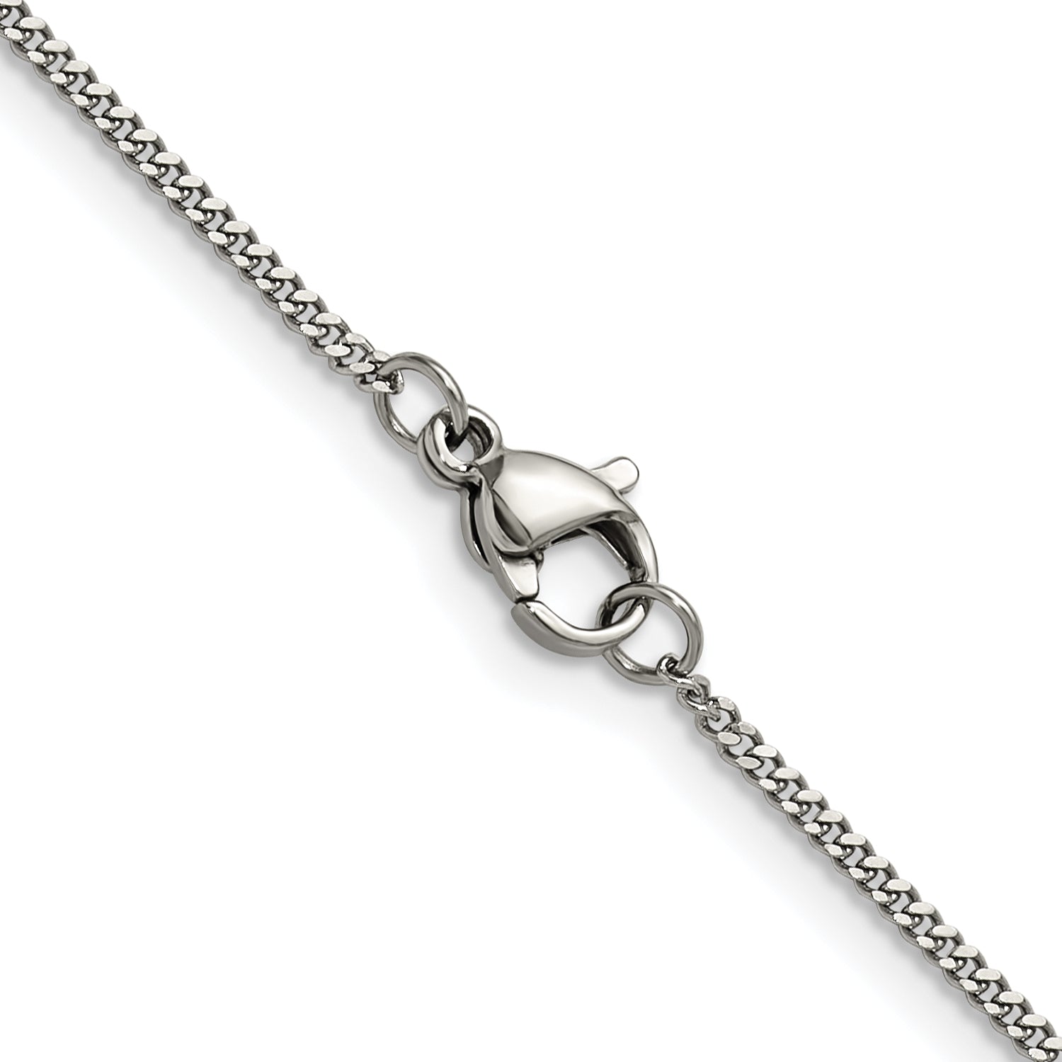 Polished Stainless Steel Curb Chain Necklace 1.5mm 18in