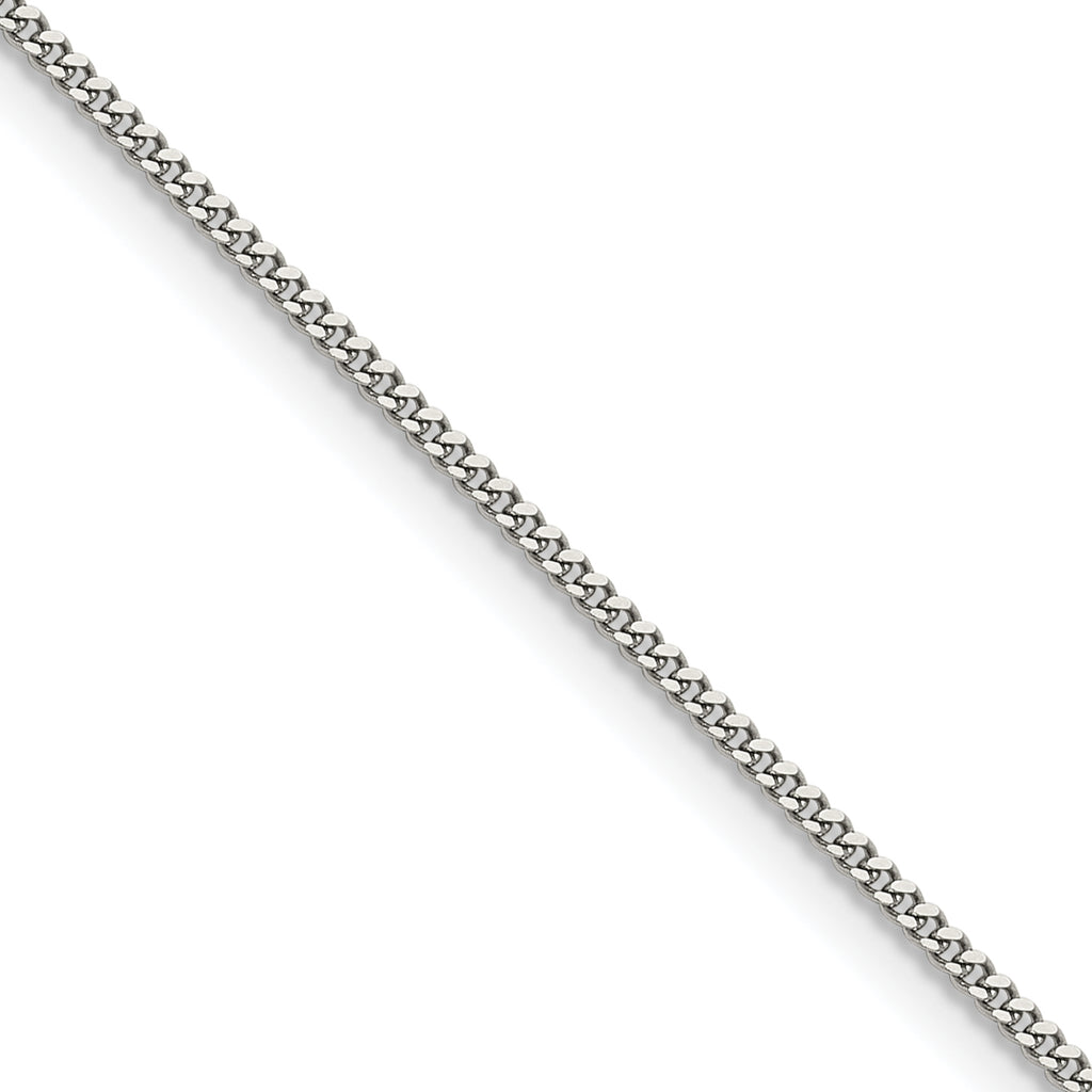 Polished Stainless Steel Curb Chain Necklace 1.5mm 18in
