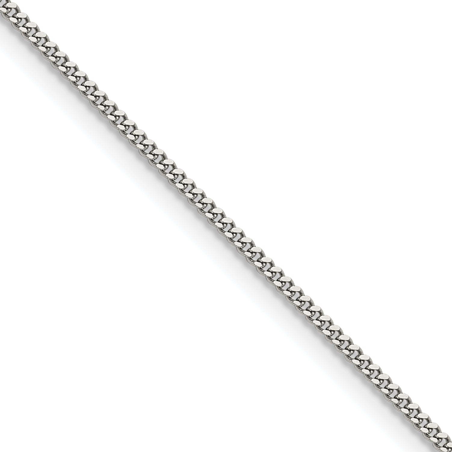 Polished Stainless Steel Curb Chain Necklace 1.5mm 18in